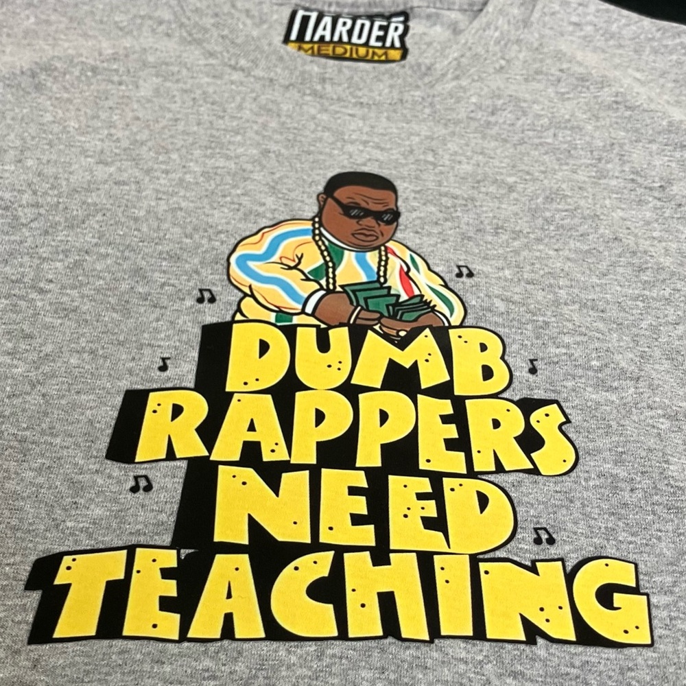 Biggie Notorious BiG School House Rock “Dumb Rappers Need Teaching” Gray Tee